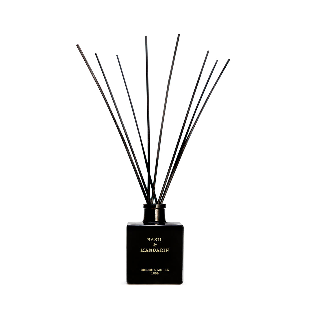 Premium Basil and Mandarin Diffuser Cereria Mollá 1899 With Black Glass Sticks