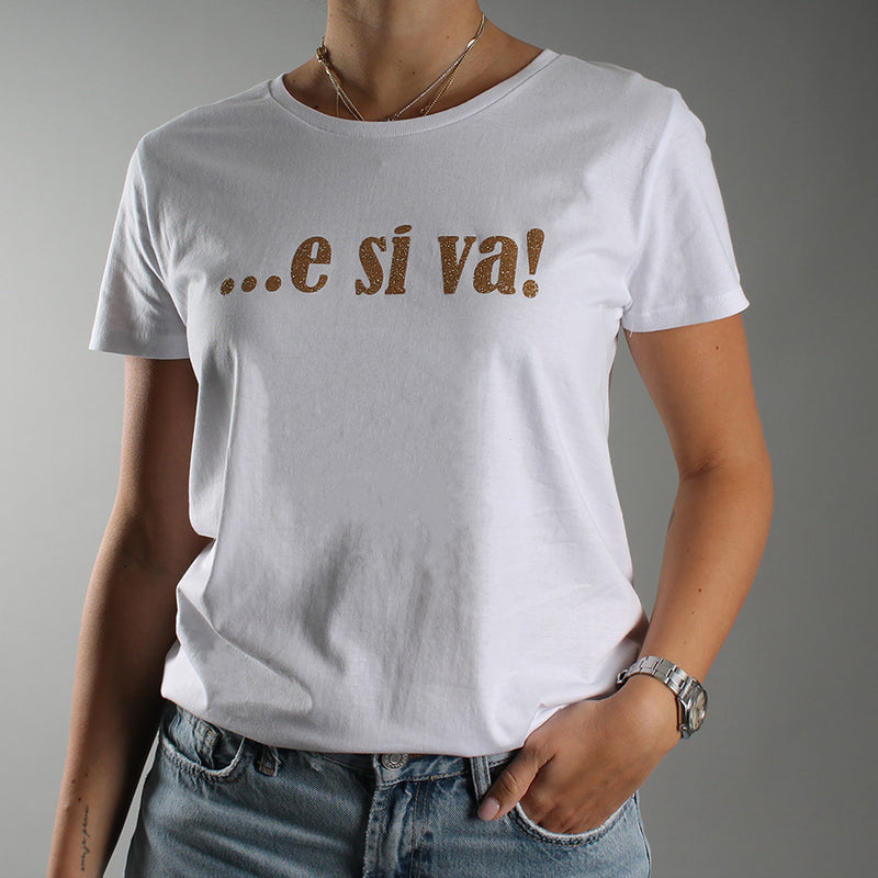 T-Shirt glitter E Si Va..