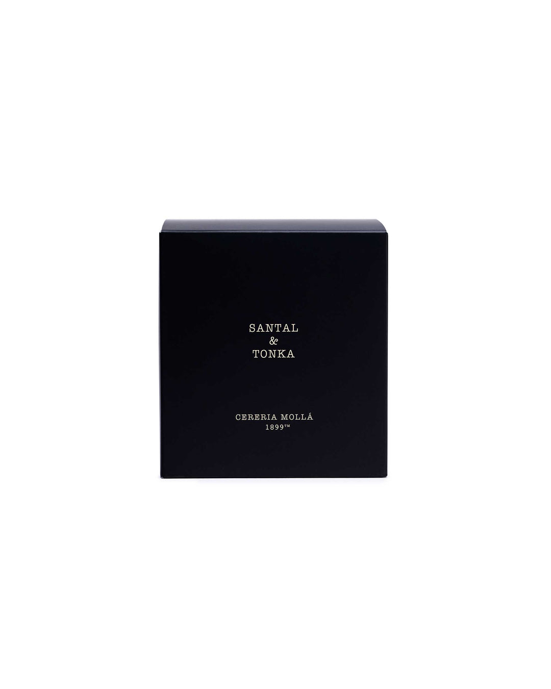 Très grande bougie parfumée à trois mèches Santal et Tonka en verre noir
