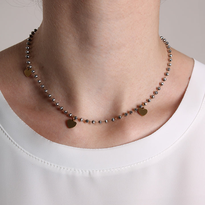 Collana cuoricini cromo