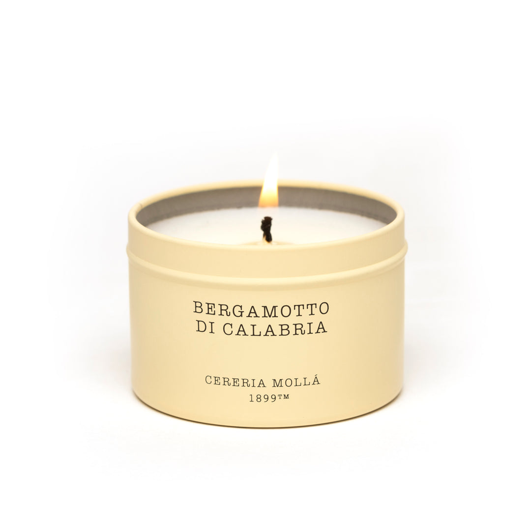 Bougie de voyage parfumée à la bergamote de Calabre en cire de soja naturelle