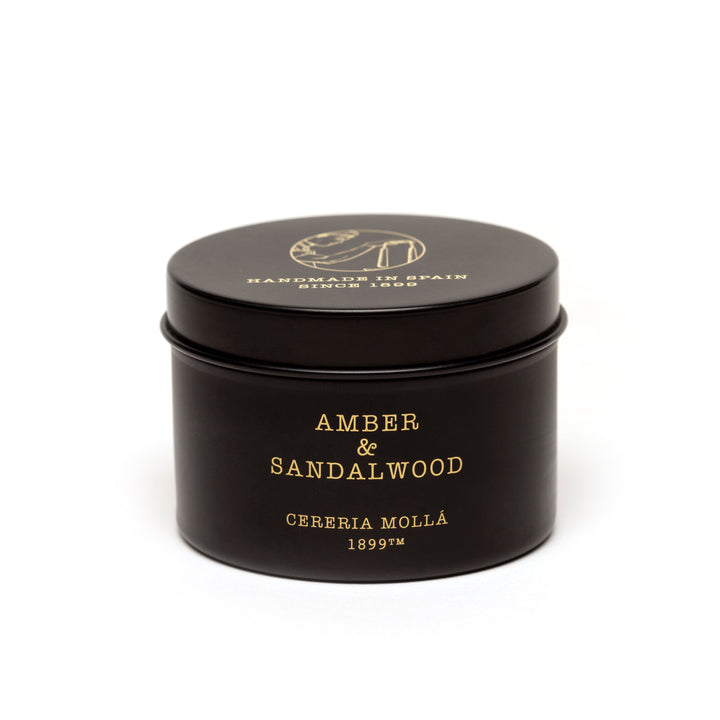 Bougie parfumée à l'ambre et au bois de santal en verre noir