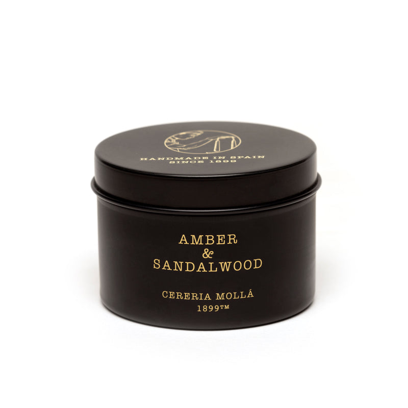 Bougie parfumée à l'ambre et au bois de santal en verre noir