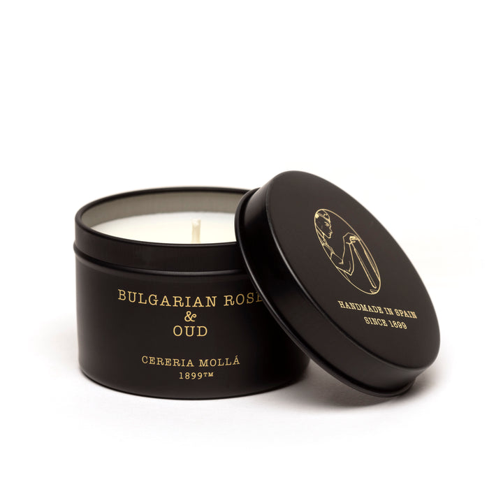 Mini Bulgarian Rose and Oud Candle in Soy Wax, Floral Scent with Bergamot and Sandalwood