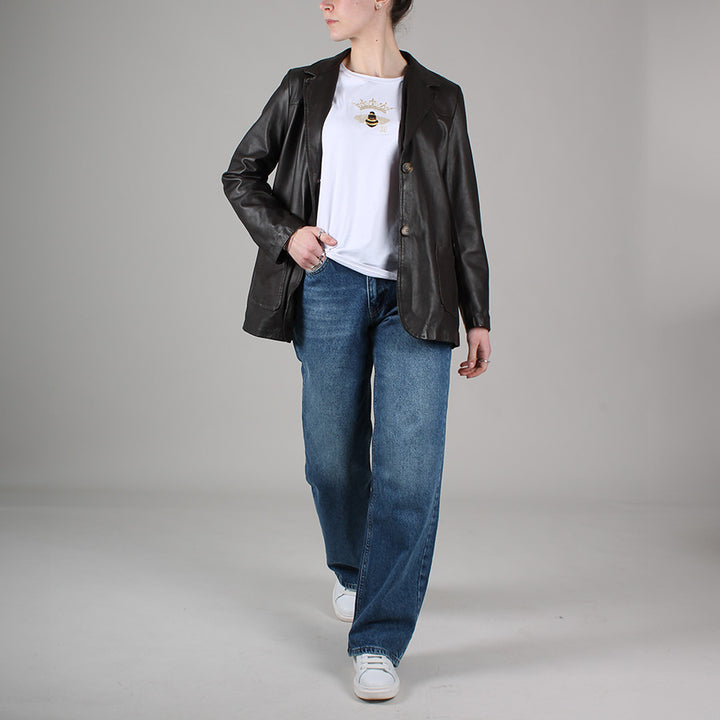 Anais leather blazer