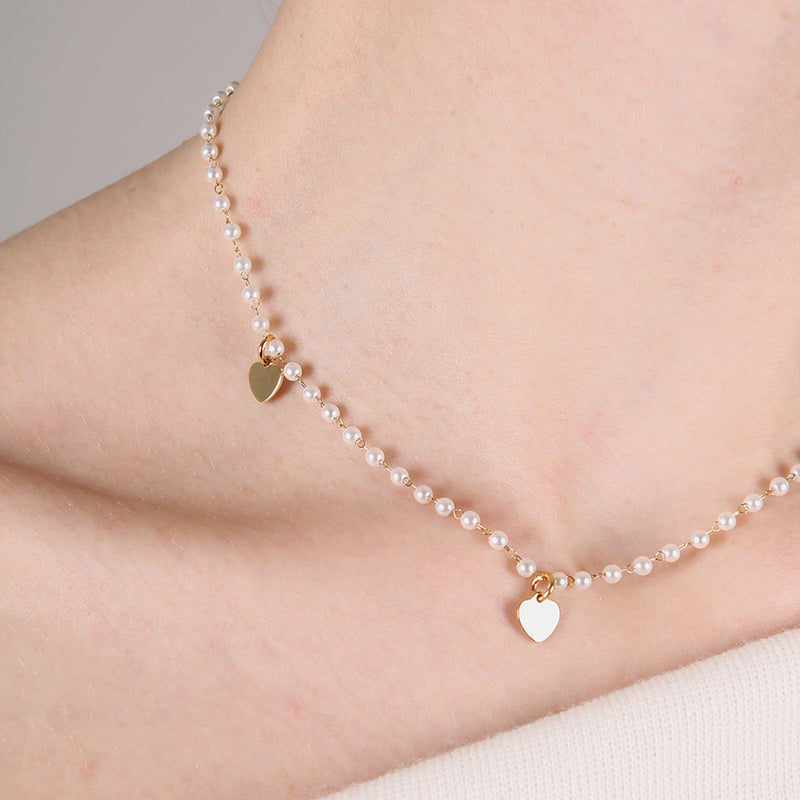 Collana cuoricini perla