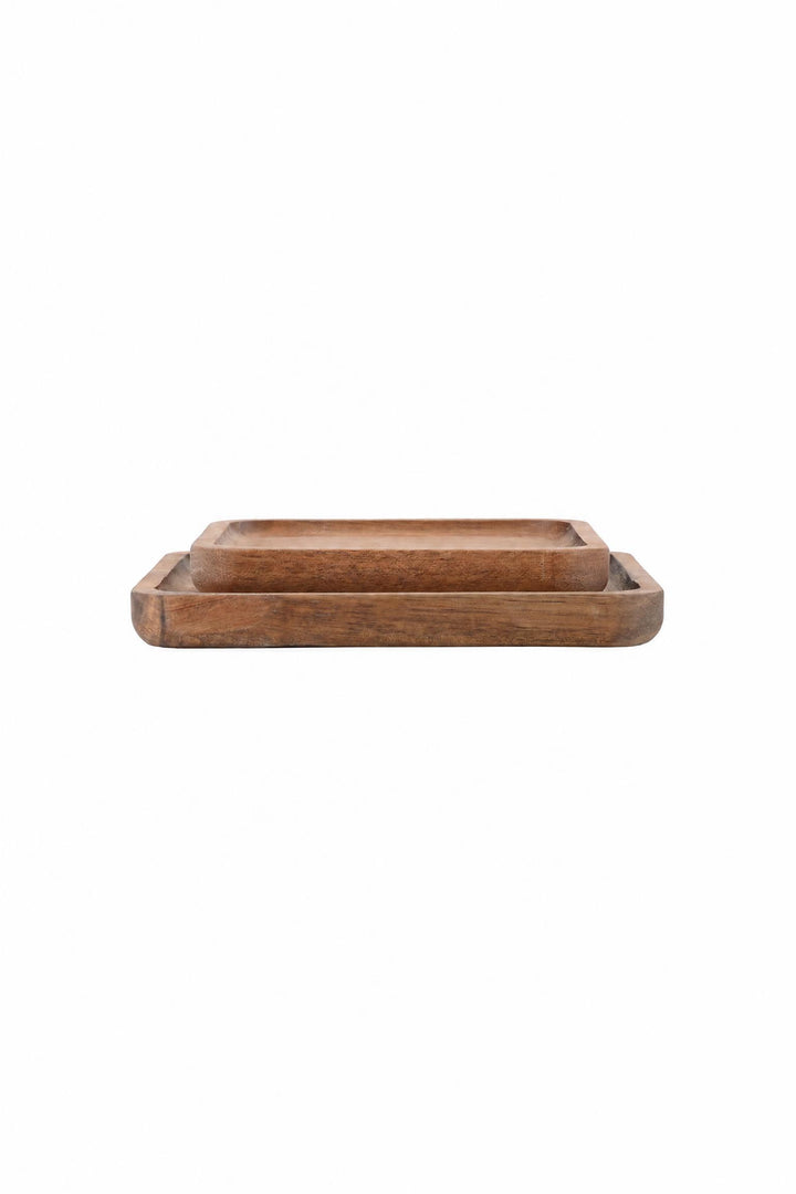 Set di 2 vassoi da portata Allure in legno di acacia 12 x 12 x 1,5 cm