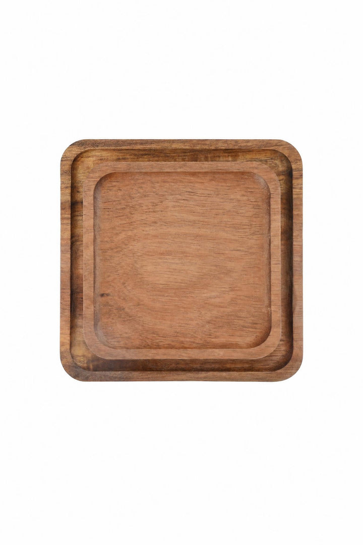 Set di 2 vassoi da portata Allure in legno di acacia 12 x 12 x 1,5 cm