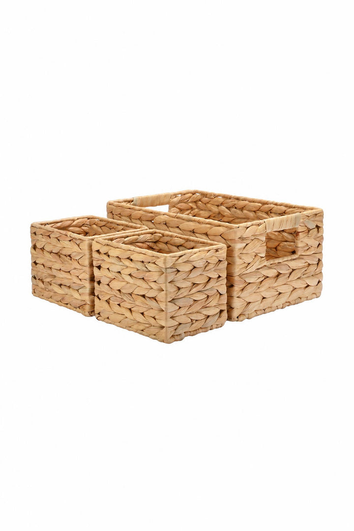 Set di 3 cestini portaoggetti Florana in giacinto d'acqua