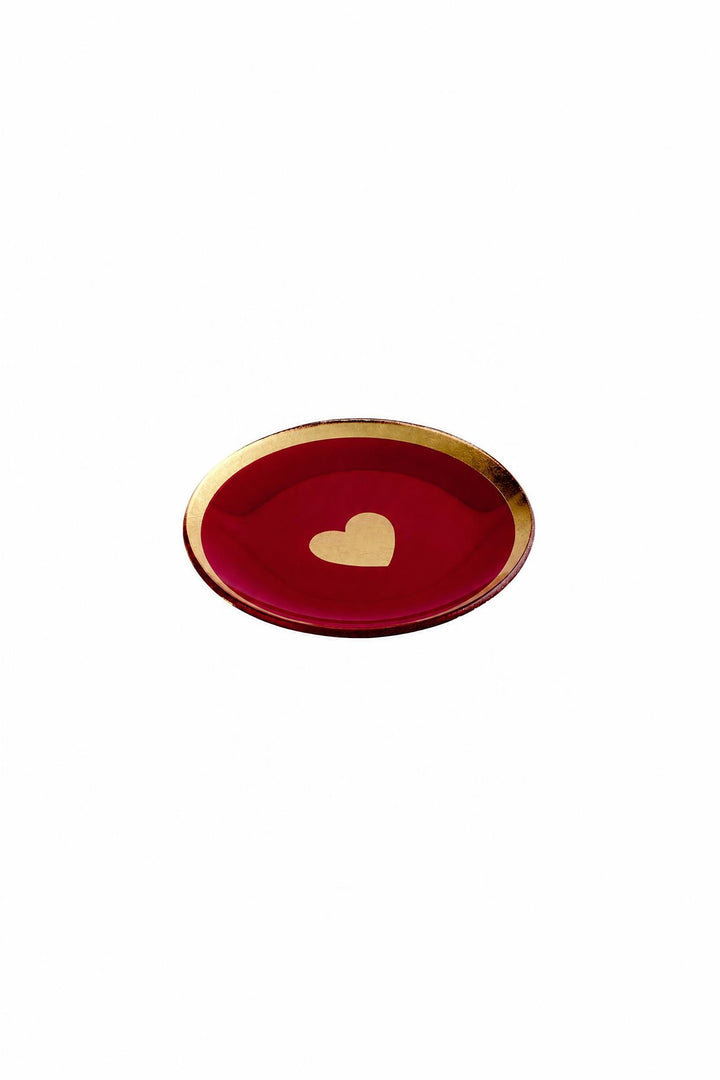Piattino decorativo Love Plates con cuore in vetro Rosa 13 x 1 x 13 cm