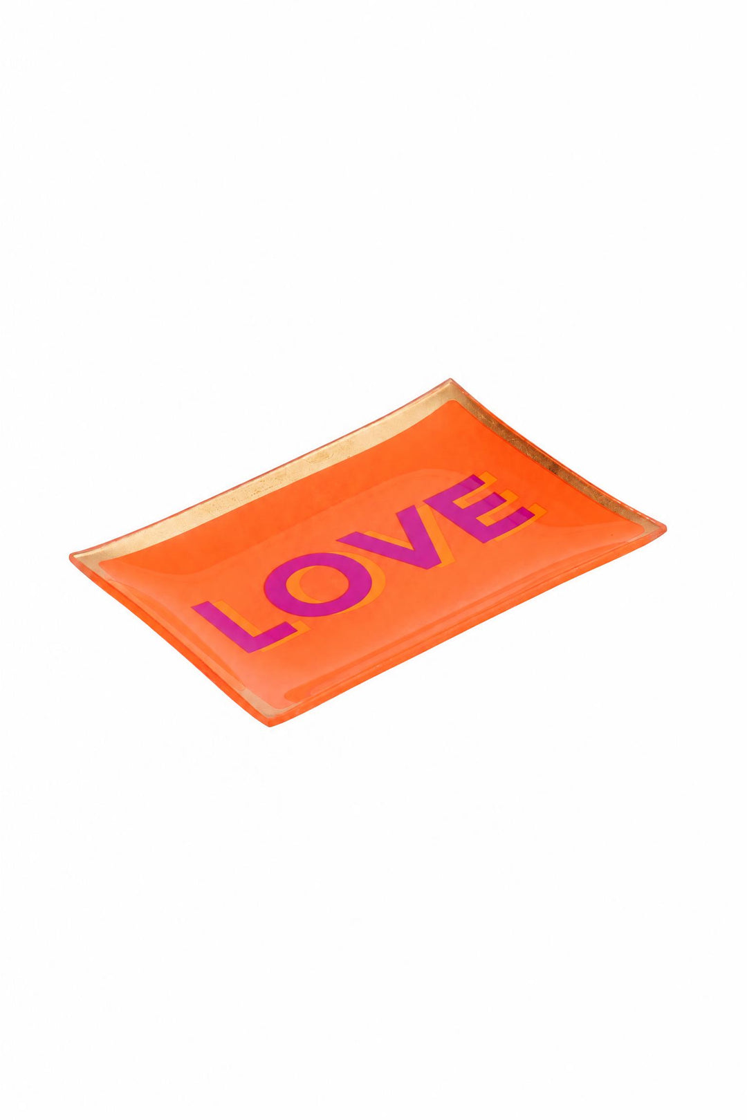 Piattino decorativo Love Plates "Love" in vetro Arancione 10 x 0,8 x 14,2 cm