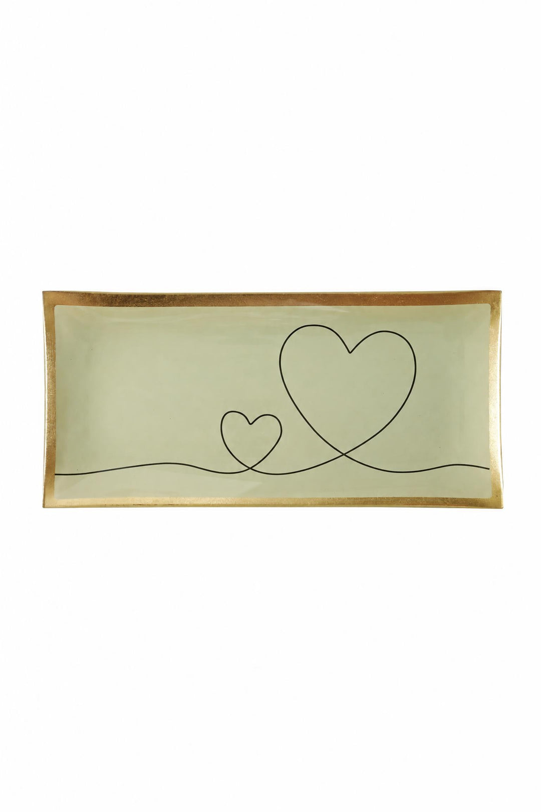 Piattino decorativo Love Plates in vetro con cuori, bianco e oro