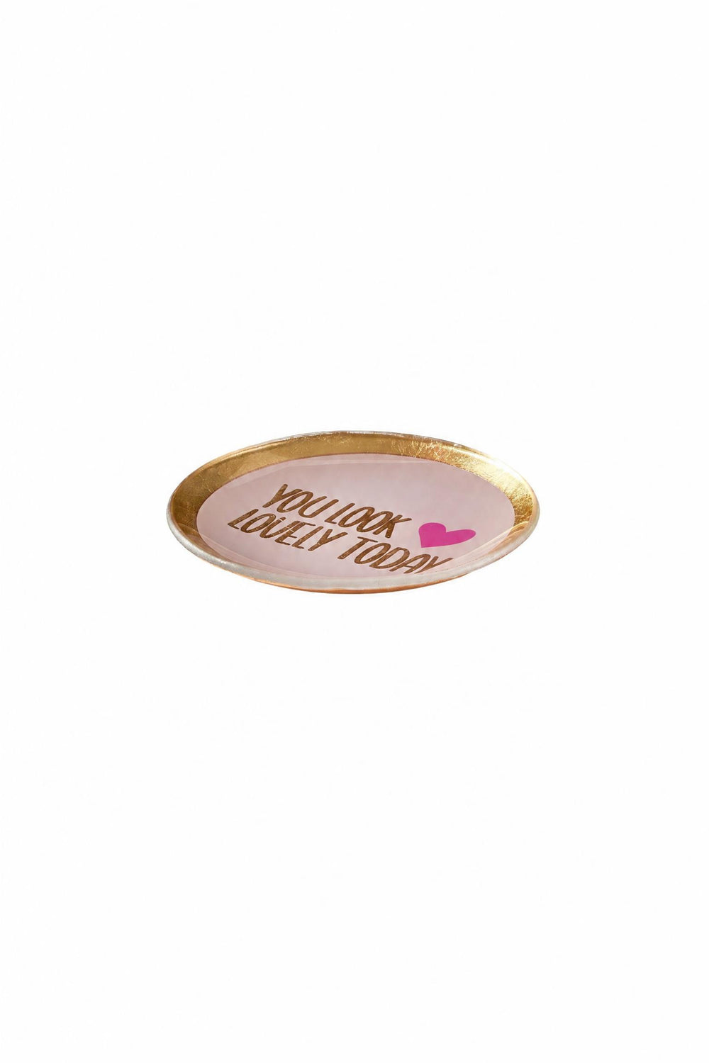 Piattino decorativo Love Plates "You look lovely today" in vetro Rosa 10 x 0,8 x 10 cm