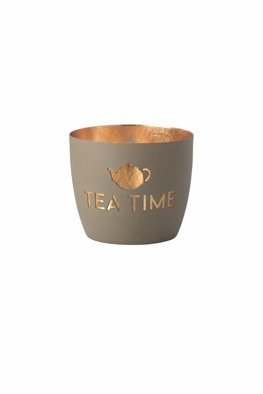 Portacandela Madras "Tea time" in ferro, sabbia e oro