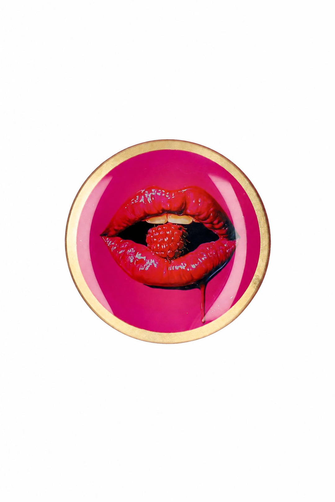 Piattino decorativo Love Plates in vetro con bocca rosa