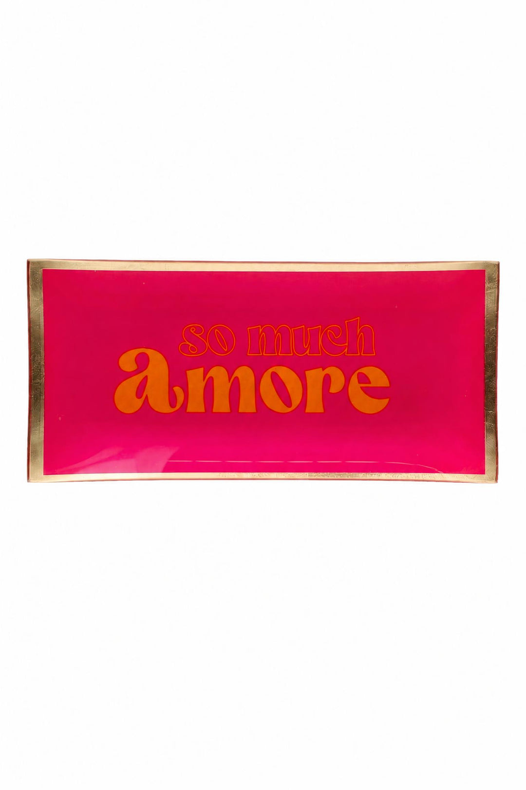 Piattino decorativo Love Plates "So much amore" in vetro rosa neon