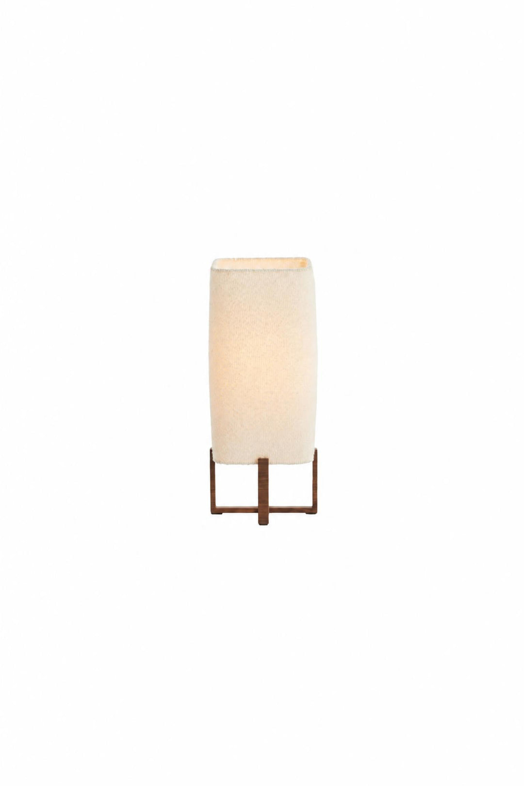 Lampada da tavolo Wyn in metallo Stampa effetto legno marrone scuro e bouclé crema 16,5 x 16,5 x 39 cm