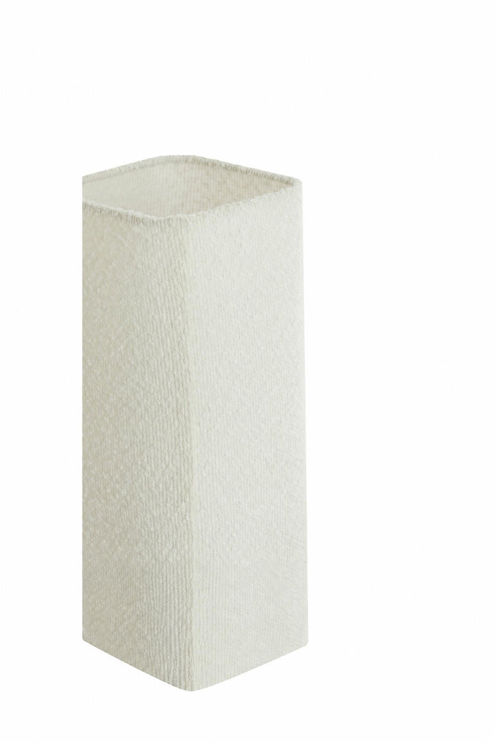 Lampada da tavolo Wyn in metallo Stampa effetto legno marrone scuro e bouclé crema 16,5 x 16,5 x 39 cm