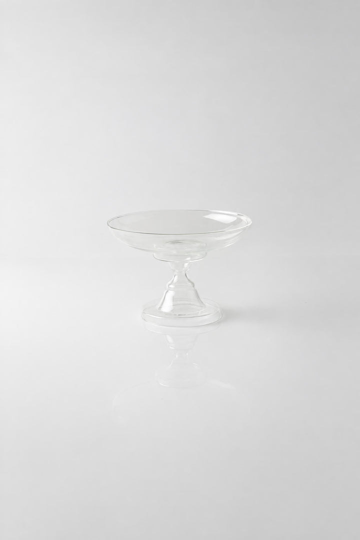 Alzata Rubin in vetro borosilicato trasparente, dalle forme morbide e sinuose
