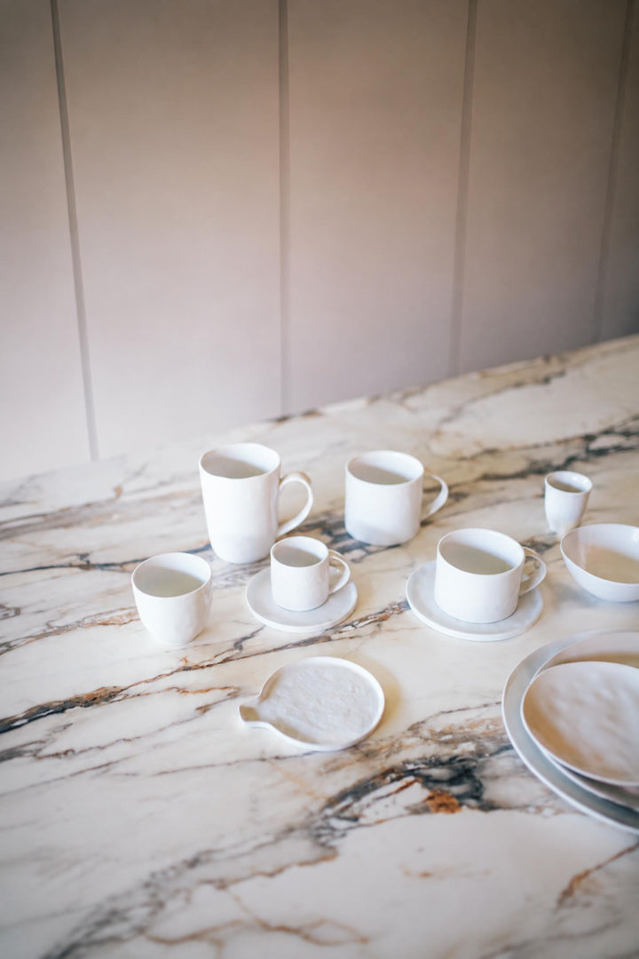 Tazzina con piattino Porcelino in porcellana 10 cl Bianco Ø 11,5 x H 7,2 cm