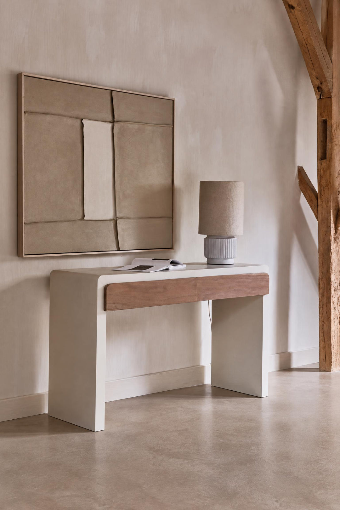 Decorazione da parete Blanche in tela e legno di pino Sabbia L 80 x P 5 x H 100 cm