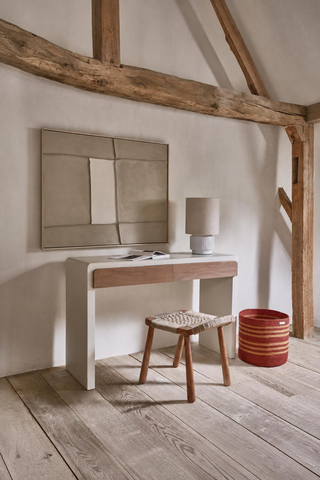 Decorazione da parete Blanche in tela e legno di pino Sabbia L 80 x P 5 x H 100 cm