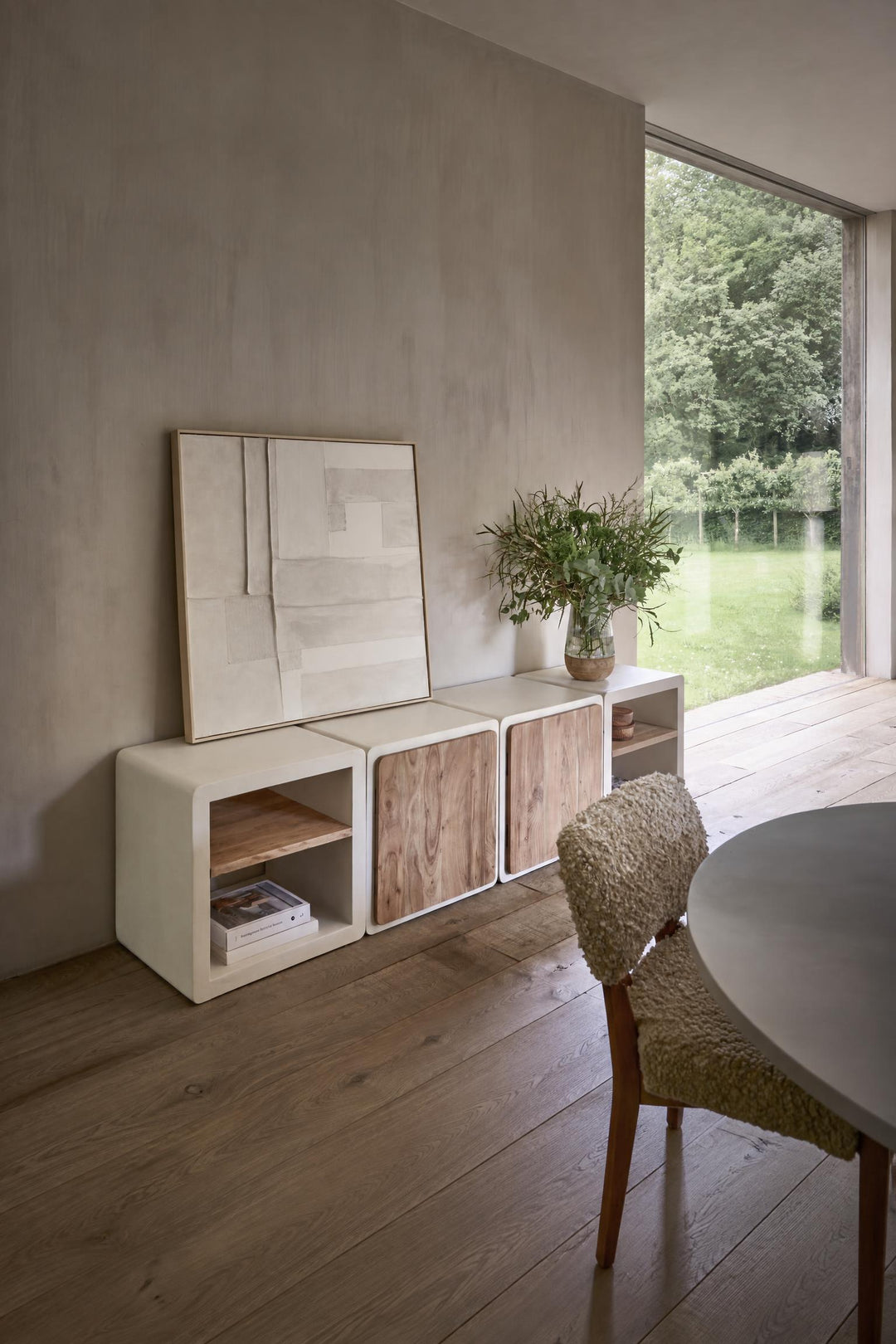 Decorazione da parete Blanche in tela e legno di pino Bianco L 100 x P 5 x H 100 cm
