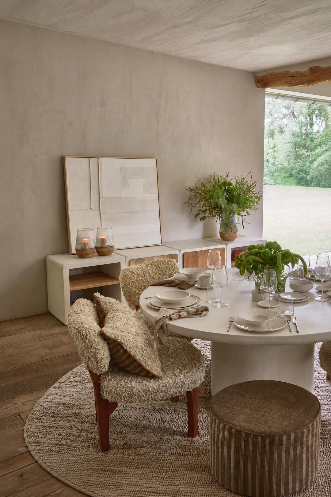 Decorazione da parete Blanche in tela e legno di pino Bianco L 100 x P 5 x H 100 cm