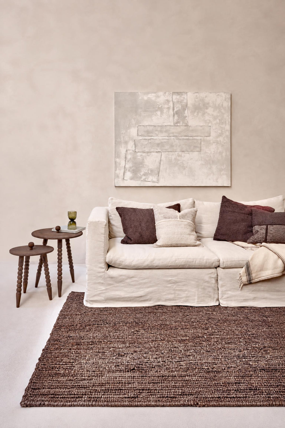 Decorazione da parete Patch in tela e impiallacciatura di pino Beige L 150 x P 3,8 x H 120 cm