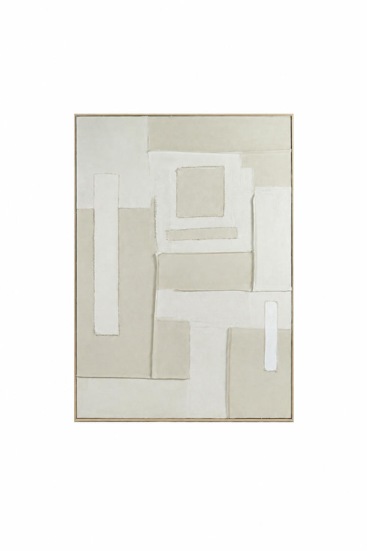 Decorazione da parete Blanche in lino e legno di pino, bianco panna