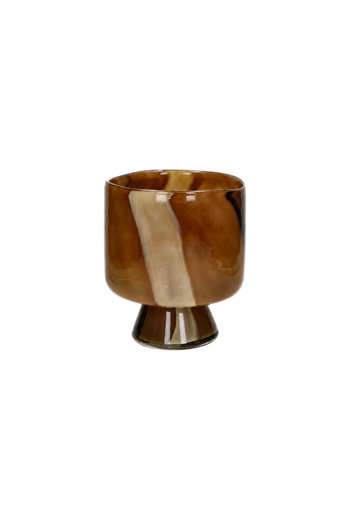 Vaso portacandela Camou in vetro Cammello Ø 17,5 x H 21,5 cm