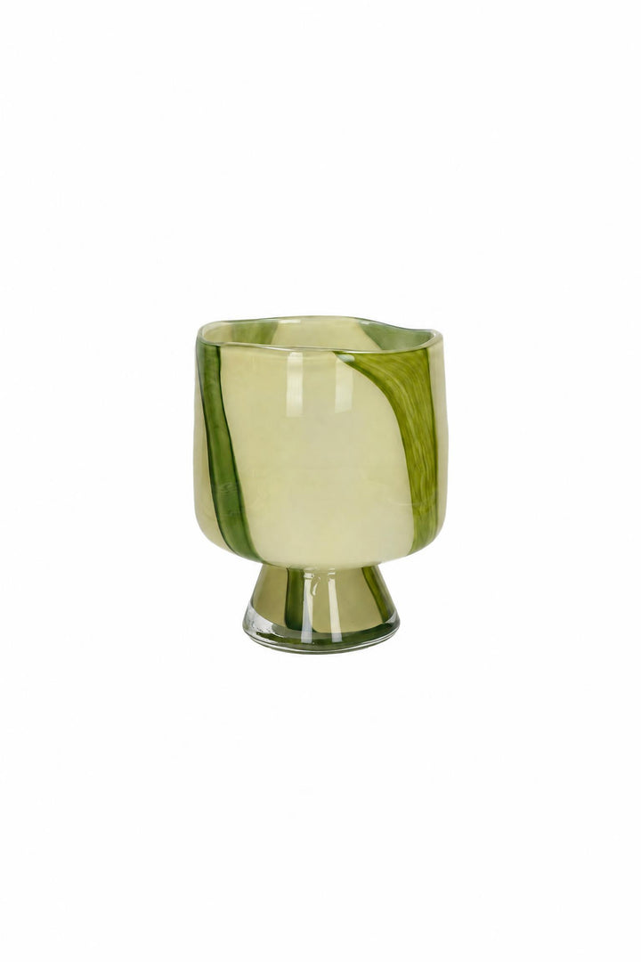 Vaso portacandela Camou in vetro Verde oliva Ø 17,5 x H 21,5 cm