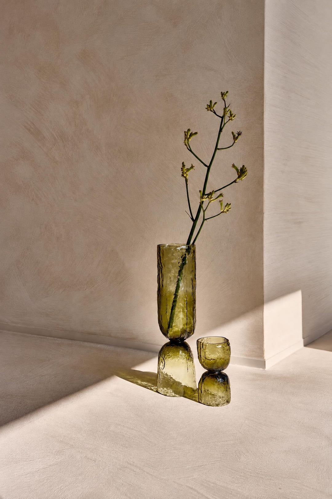 Vaso portacandela Diabolo in vetro Verde Ø 11 x H 45 cm