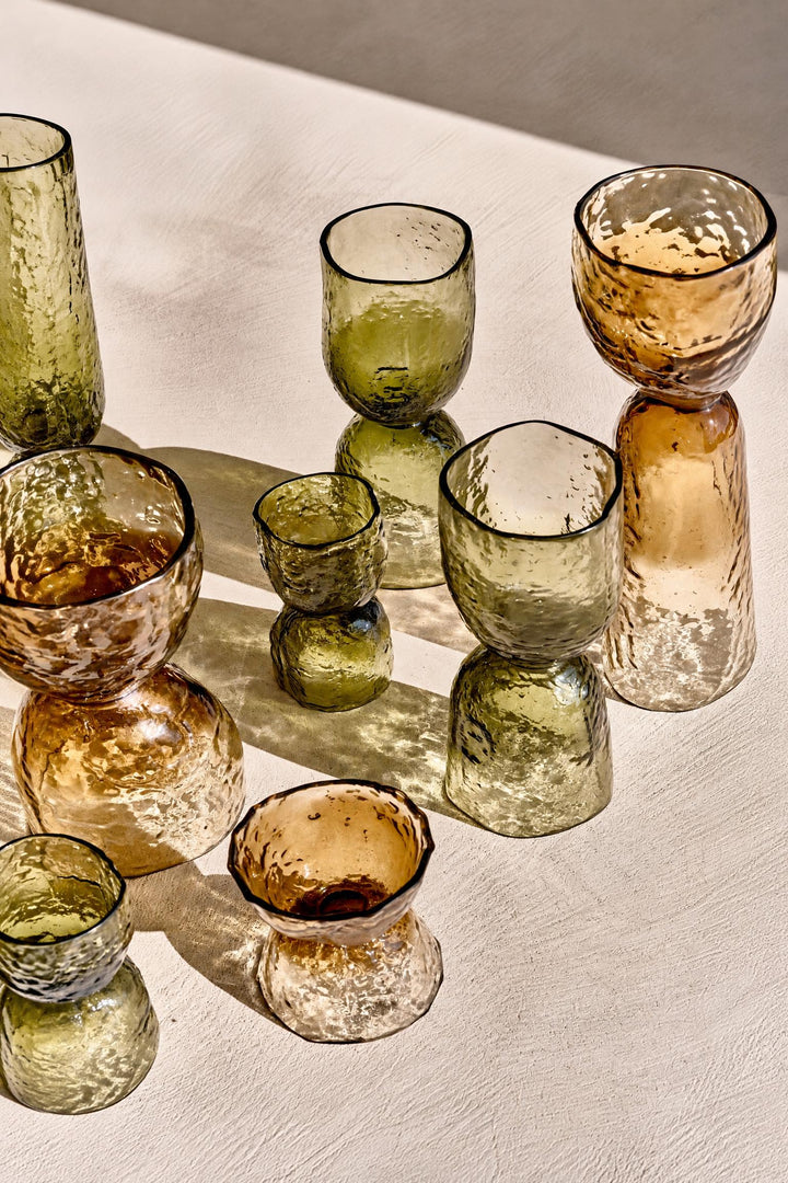 Vaso portacandela Diabolo in vetro Verde Ø 11 x H 45 cm