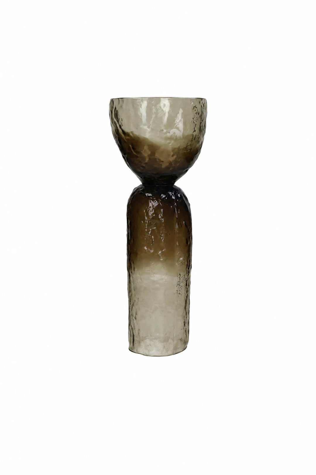 Vaso portacandela Diabolo in vetro Grigio fumo Ø 16,5 x H 44 cm