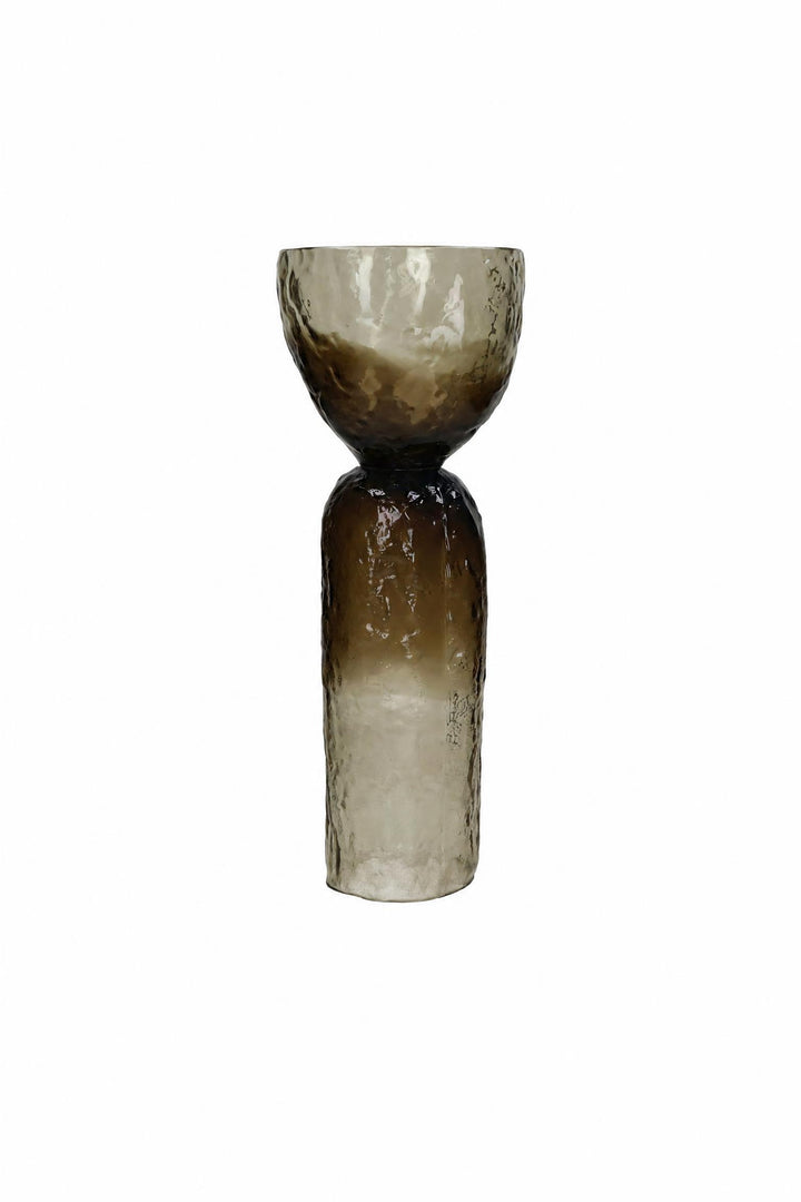 Vaso portacandela Diabolo in vetro Grigio fumo Ø 16,5 x H 44 cm