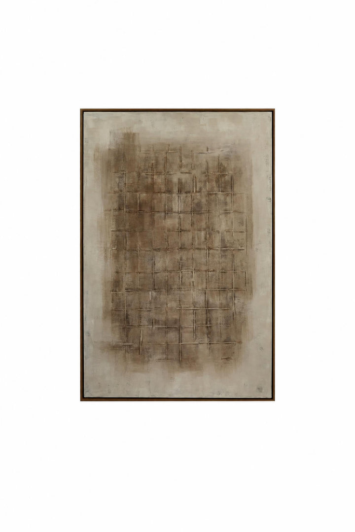 Decorazione da parete Labyrinth in tela beige, con linee e rilievi discreti