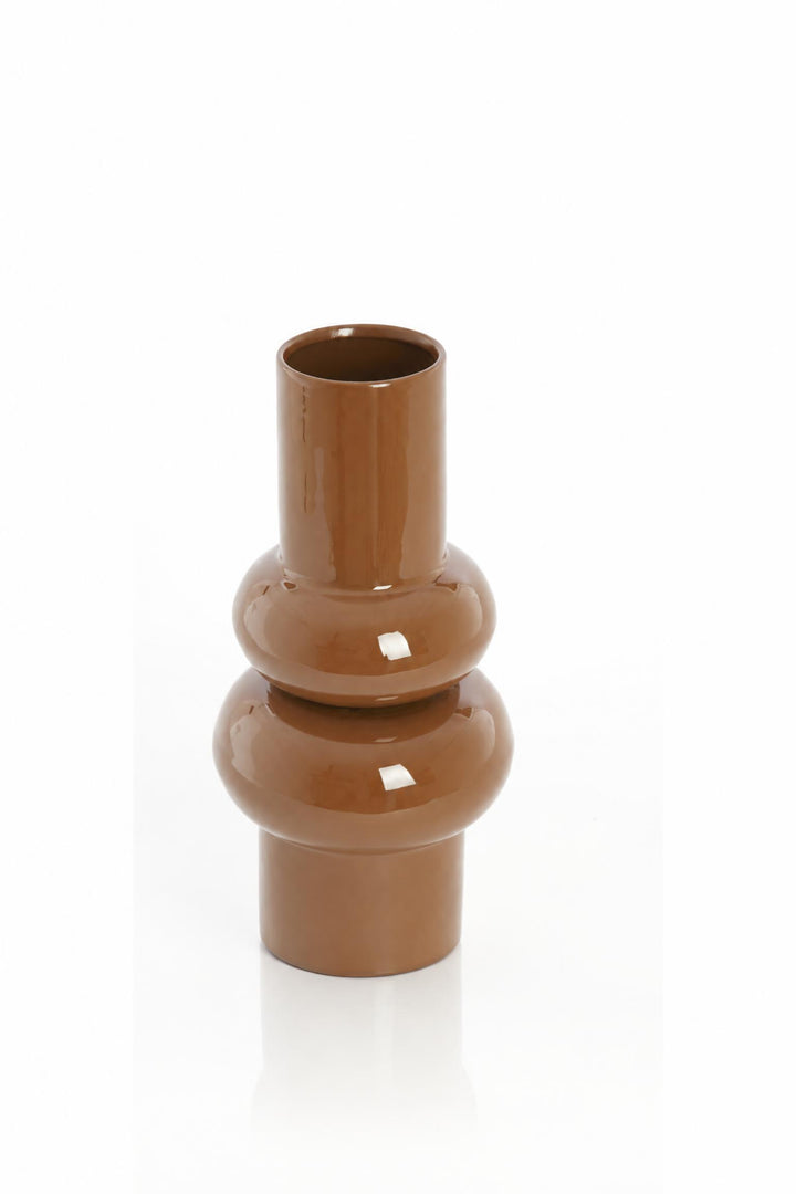 Vaso decorativo Irissa in metallo Caramello Ø 15 x H 36 cm