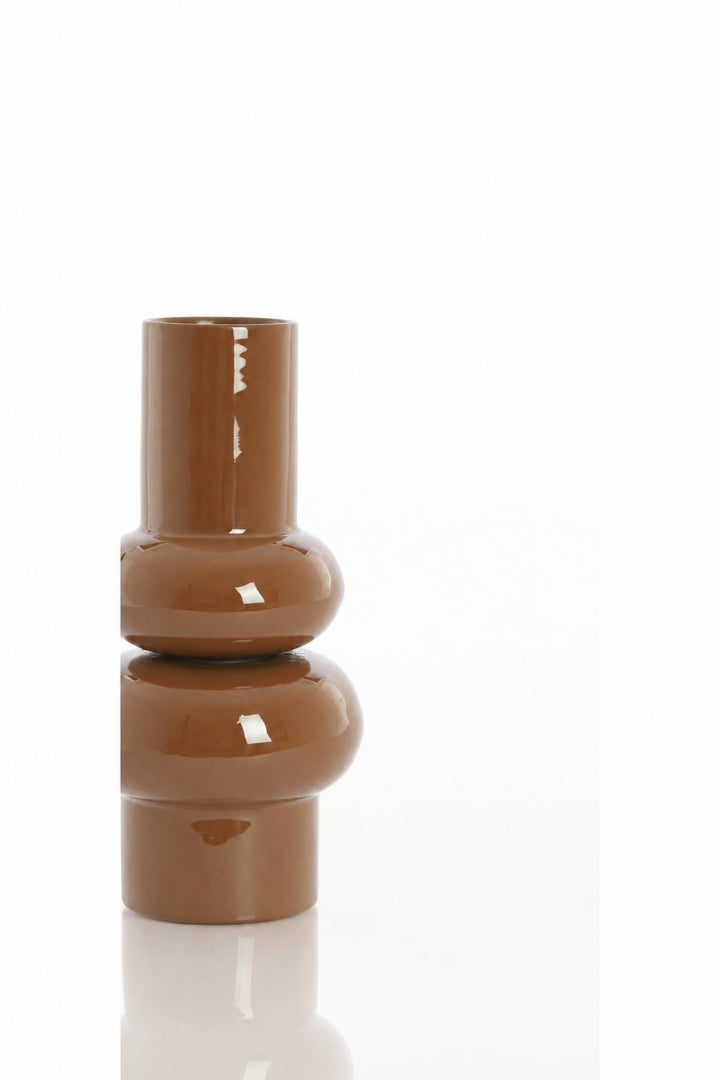 Vaso decorativo Irissa in metallo Caramello Ø 15 x H 36 cm