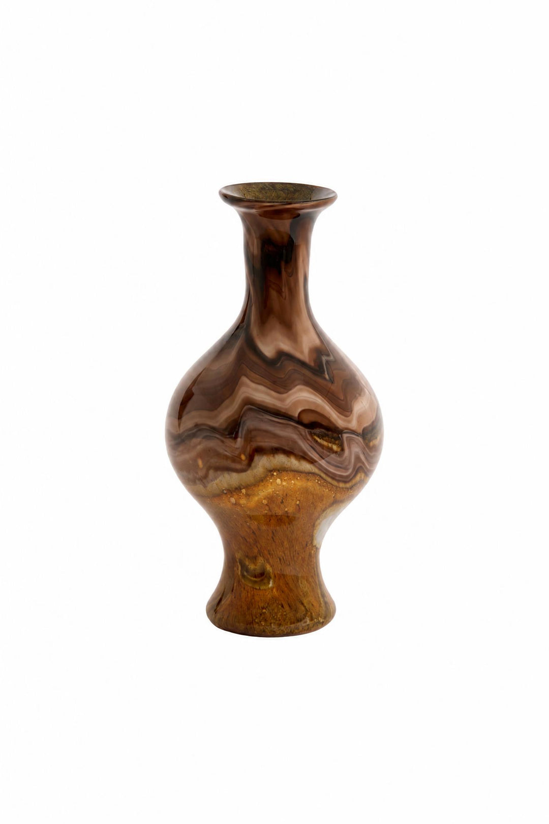 Vaso Jorven in vetro Marrone, crema e nero Ø 19 x H 40 cm