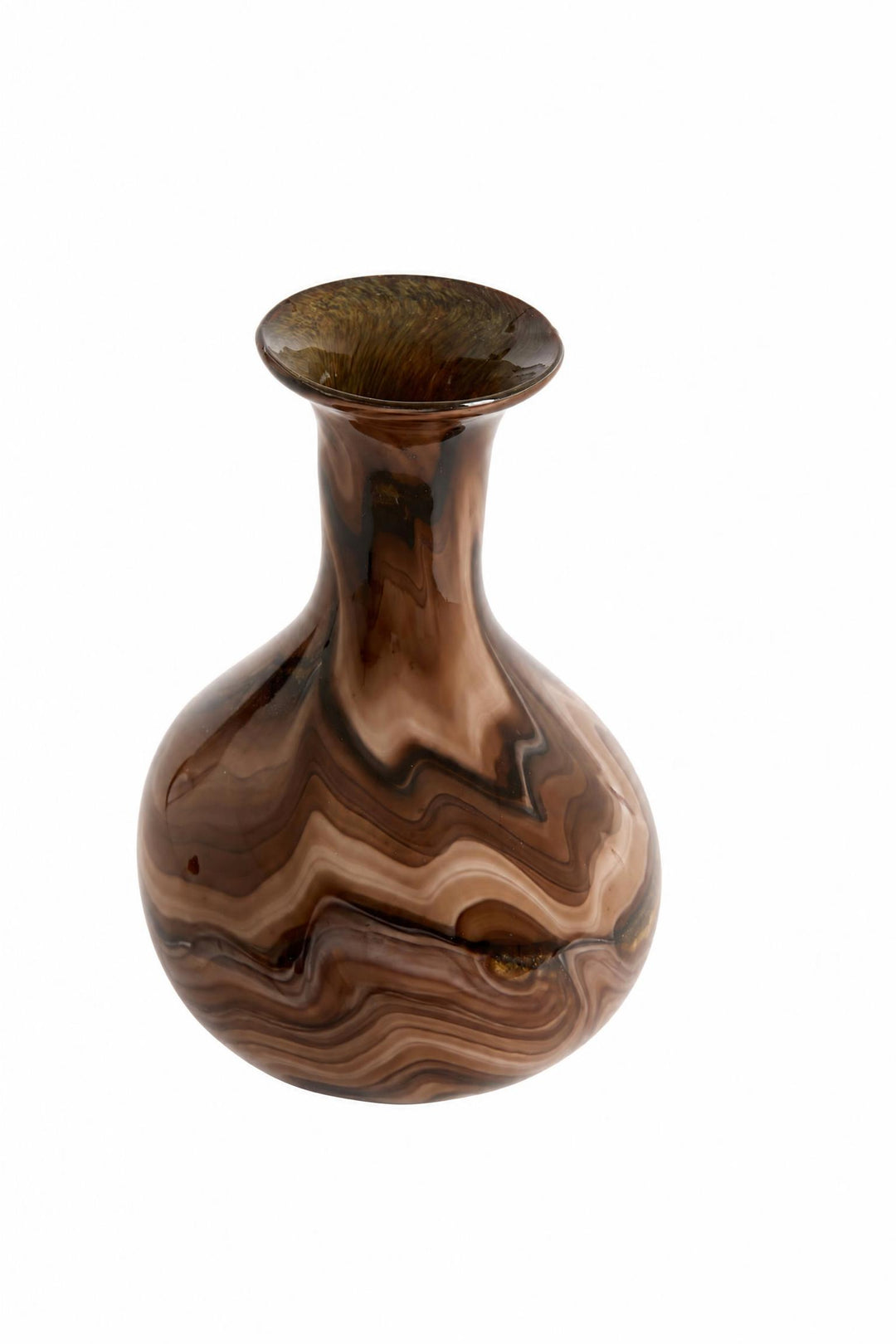 Vaso Jorven in vetro Marrone, crema e nero Ø 19 x H 40 cm