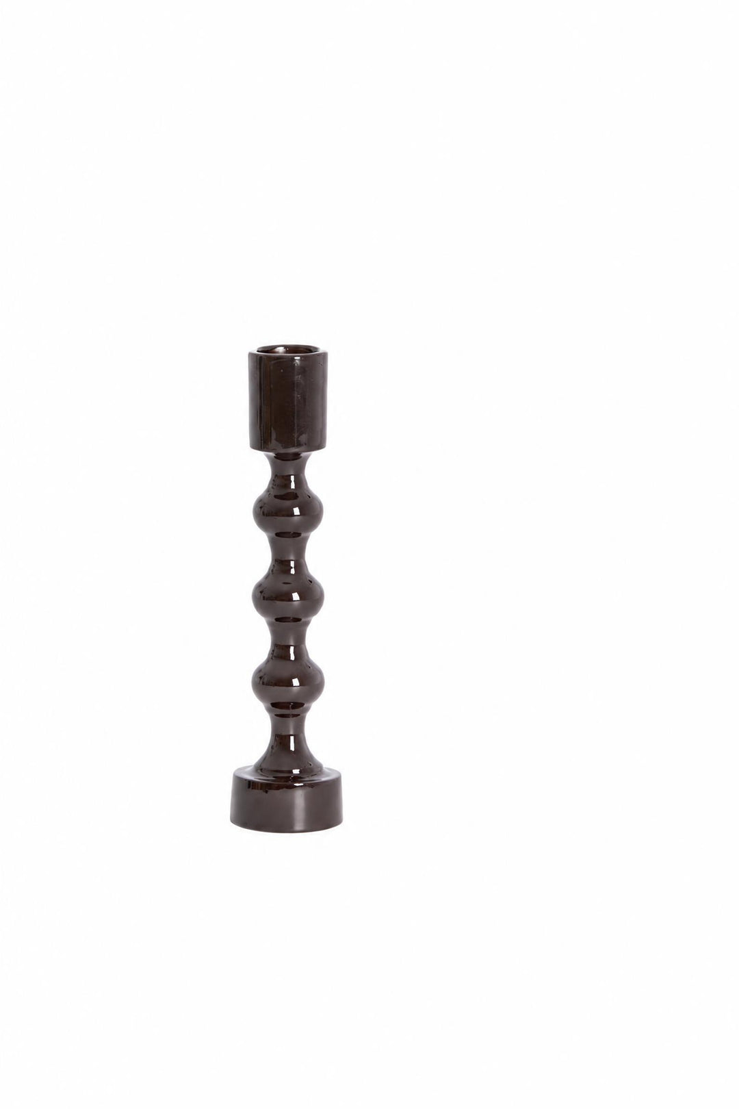 Portacandela Babimo in metallo Marrone scuro lucido Ø 4,5 x H 20 cm