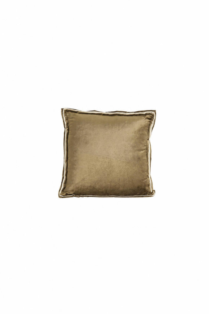 Cuscino Baxley in velluto Verde oliva e lino naturale 45 x 45 cm