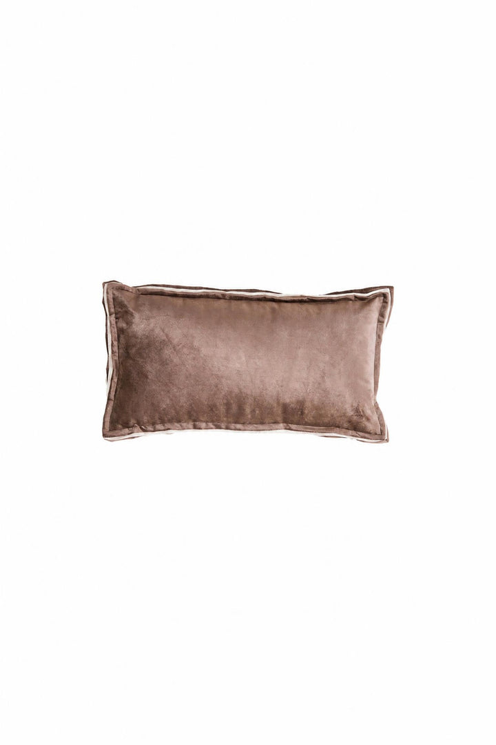 Cuscino Baxley in velluto Grigio e lino naturale 60 x 30 cm