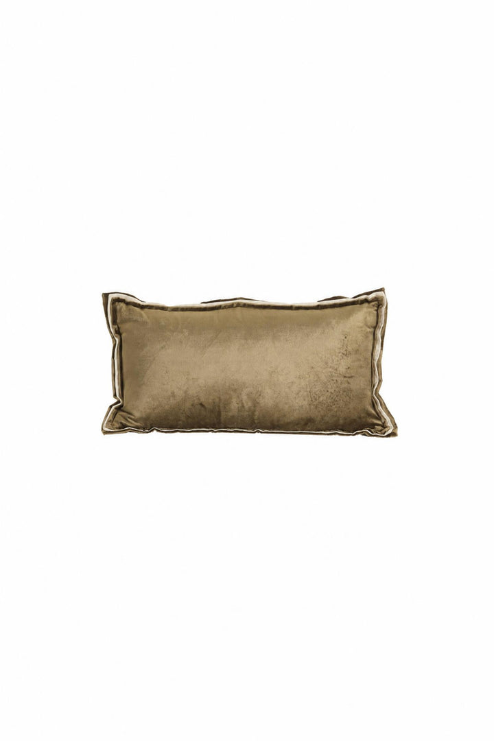 Cuscino Baxley in velluto Verde oliva e lino naturale 60 x 30 cm