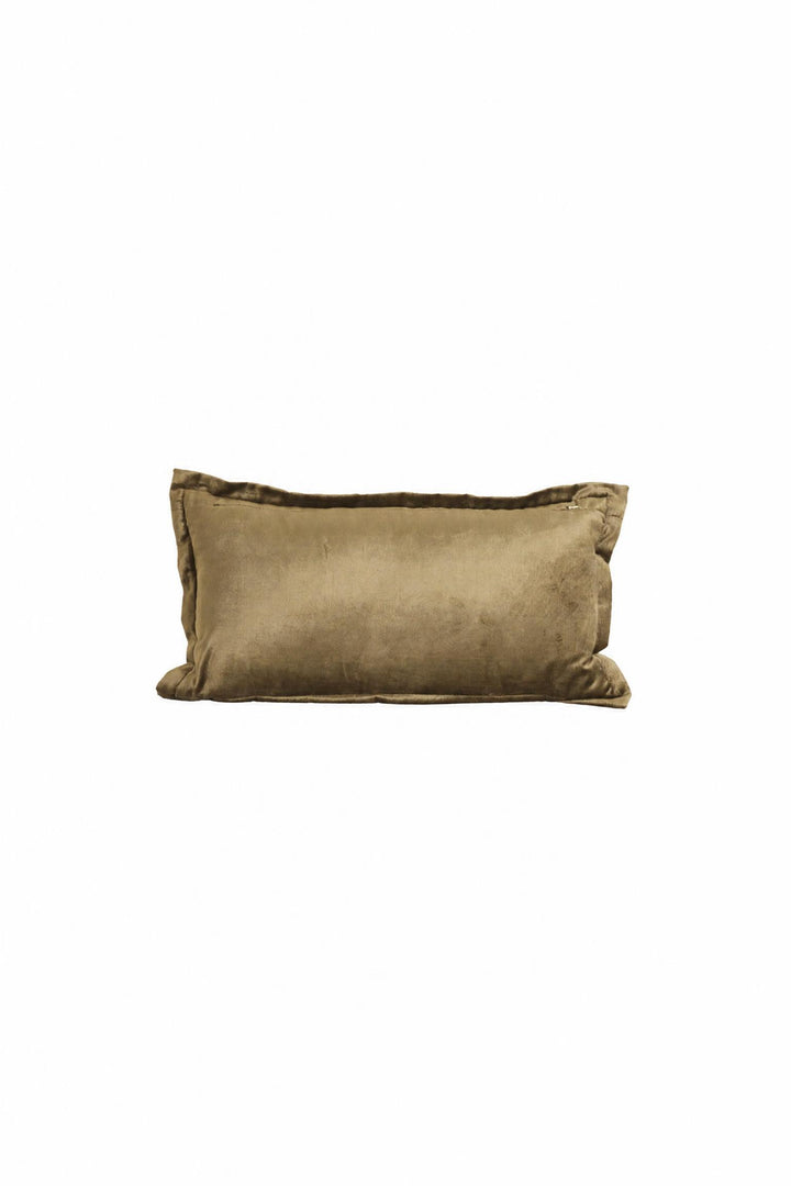 Cuscino Baxley in velluto Verde oliva e lino naturale 60 x 30 cm