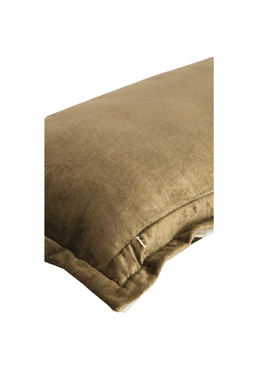 Cuscino Baxley in velluto Verde oliva e lino naturale 60 x 30 cm