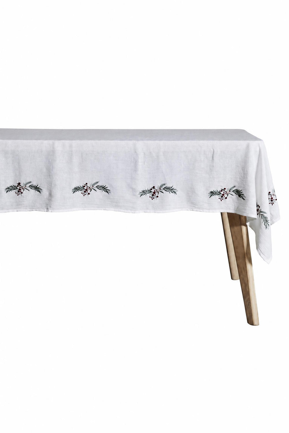 Tovaglia Penine in lino Bianco, verde e rosso 280 x 140 cm