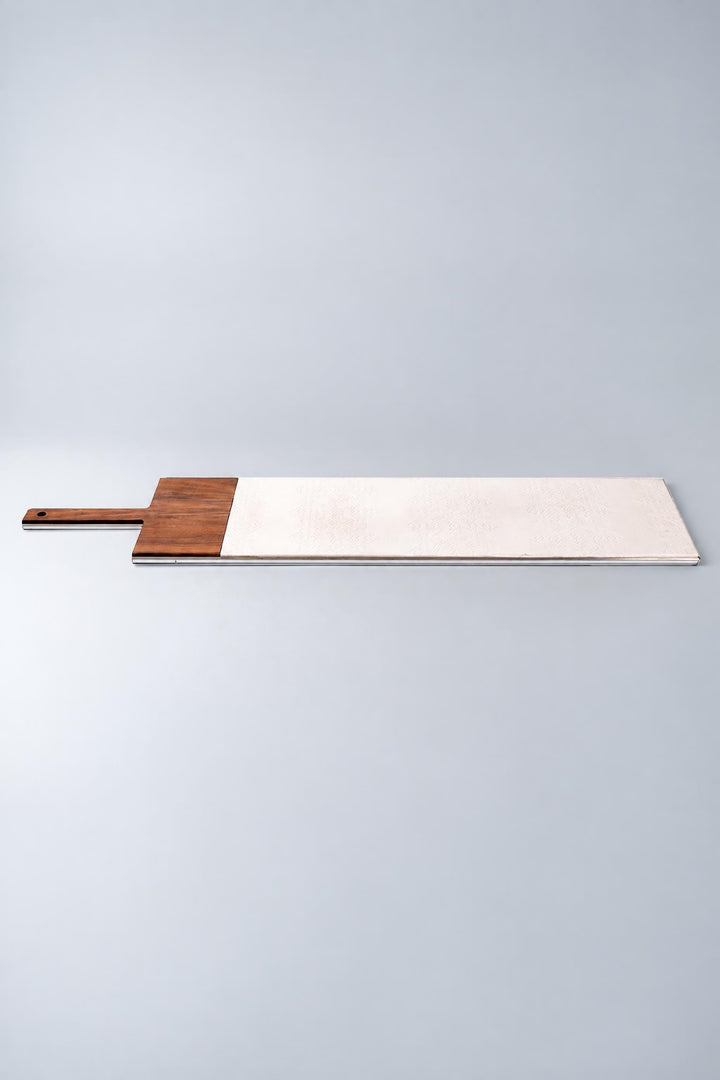 Tagliere In/Taglio 2 in legno, gres e acciaio Bianco