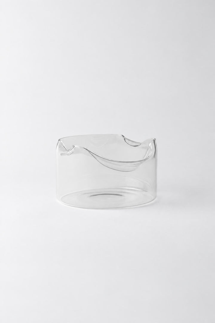 Cestino per il pane Shapeless in vetro borosilicato trasparente, dalla forma schiacciata e piegata